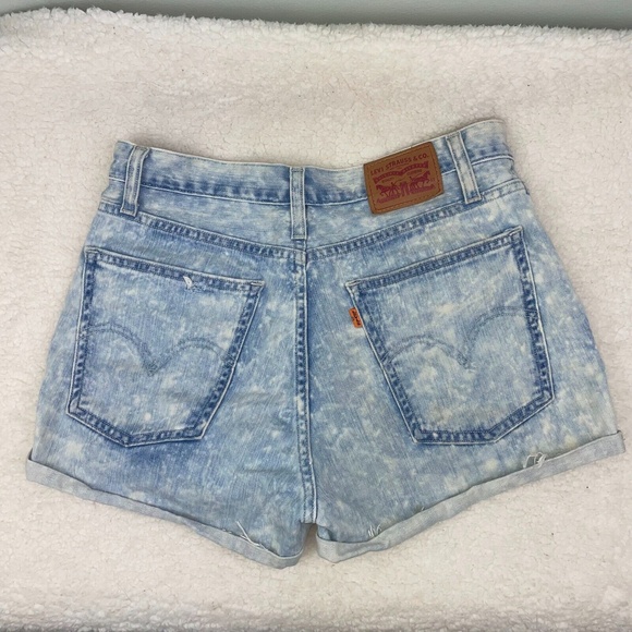 Levi's Orange Tab Reissue Light Blue Acid Wash Denim Jean Shorts Women's 29 EUC - Picture 2 of 11